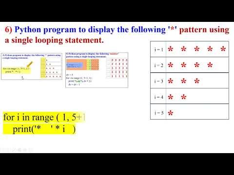 ಕನ್ನಡ| 6)Python program to display the following ‘star(*)’ pattern using a single looping statement.