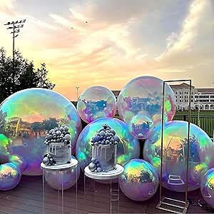 Inflatable Mirror Ball, Big Shiny Inflatable Balls,Large PVC Ball For Events & Stage Party, Advertising, Shows Decoration (Iridescent,80CM/32IN/2.6FT)