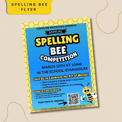 Spelling Bee Flyer, School Spelling Bee, Spelling Competition, Spelling Bee Advertisement, Editable Flyer - Etsy