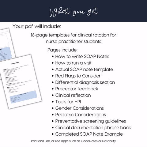 SOAP Note Template and NP Clinical Starter Pack for Nurse Practitioner Students - Etsy