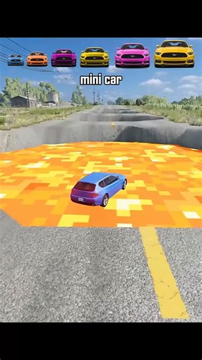 Big & Small Cars vs minecraft lava pit - BeamNG.Drive