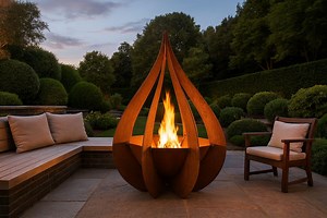 Feuerschale für Terrasse und Garten, Feuerkorb aus Cortenstahl mit Edelrost, design Feuerstelle für Gartenfeuer, Lagerfeuer, Feuertonne - Etsy.de