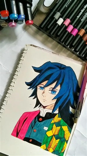 I Drew Giyu Tomioka ✍️ | Demon Slayer Speed Drawing | Anime Art #shorts#viral#demonslayer#anime