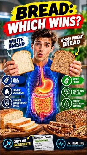 🍞 White Bread vs Whole Wheat Bread: Which Is Better? #healthfacts #youtubeshorts