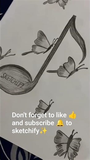 Pencil sketch of music note with butterflies ✏️🦋 #SketchArt #PencilSketch #MusicArt #ArtLovers