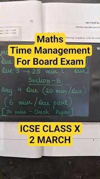 Maths Time Management #class10icse #icseclass10 #class10boardexam #icsemathematics #icsemaths #exam