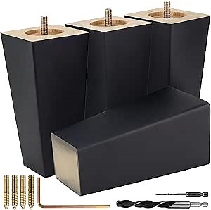 Premium Black Square Furniture Legs (Full Install Kit) - Pick Your Size and Color