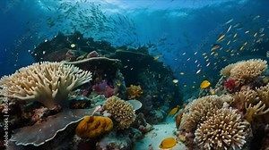 The deep sea is a magical place where coral reefs grow in the dark. A photo shows a kaleidoscope of colours and patterns in the marine ecosystem.