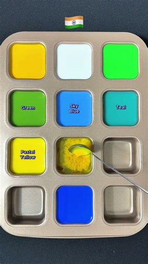 Create 8 beautiful colors from 4 colors Saffron Yellow White Green and Blue #colormixing