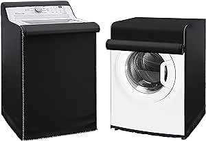 BlueStars 2PCS Washing Machine Covers For Top-load and Front-load Washer/Dryer - Premium Outdoor Protection For Most Washer Dryer Cover - W29”x D28”x H43” (Black)