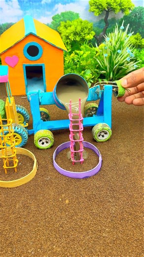 😱 Real Working Mini Tractor Making Cement Pillar | Amazing DIY Construction Machine 🚜#shorts