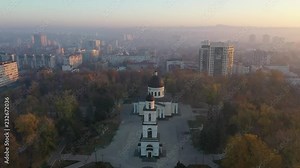 Chisinau, Republic of Moldova capital, sunrise video footage shot using a drone Stock Video