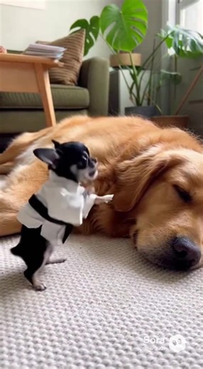 ゴールデンレトリバーに挑戦 #チワワ