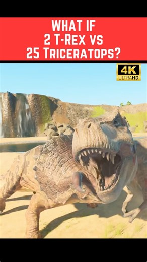 WHAT IF 2 T-Rex vs 25 Triceratops? Ultimate Dinosaur Battle! | #JWE3 #shorts
