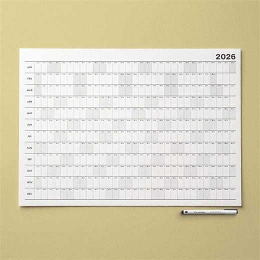Printable Large Wall Calendar: 2026 Minimal Year Planner A1 18x24 24x36 (PDF) - Etsy