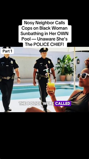 Nosy Neighbor Calls Cops on Black Woman Sunbathing in Her OWN Pool — Unaware She's The POLICE CHIEF! #story #storytime #viral #fyp #cops