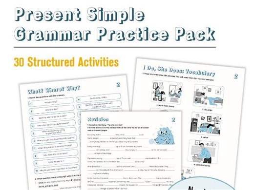 Present Simple for ESL Beginners: 25 Grammar Worksheets | Teaching Resources