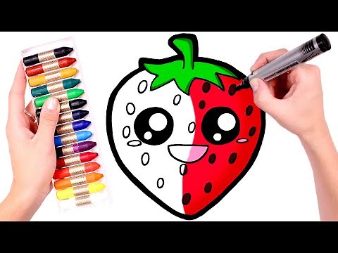 Dibuja y colorea una FRESA KAWAII 🍓🌈 Dibujos para niños