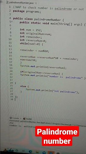 #palindrome number java program#