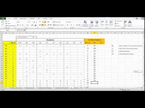 Using Excel - Test Item Analysis, Difficulty Index for PC items