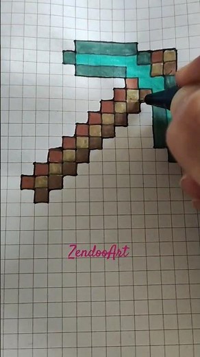 Minecraft pixelart drawing tutorial diamond pickaxe #shorts