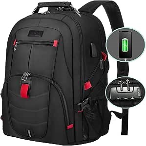 LOVEVOOK Travel Laptop Backpack Waterproof Anti Theft with Lock and USB Charging Port Large Computer Business Backpack for Men Women College (15.6 inch, Black)