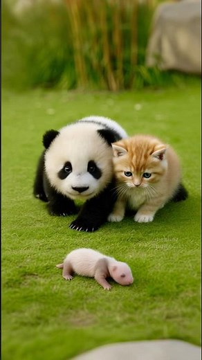 A Baby Panda Family Bonds with a Kitten… The Cutest Friendship Ever 🐼🐱❤️