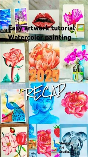 Easy artwork tutorial watercolor painting #art #trending #viralvideo #flowers #painting #drawing