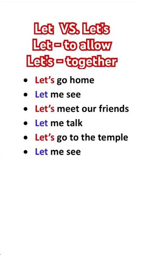 #vocabulary#spokenenglish#ytshorts#Let vs Let’s