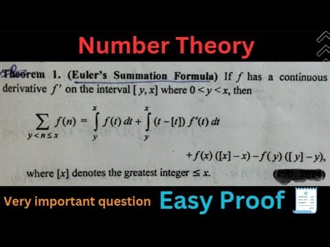 Statement and Prove Euler's Summation Formula (Number Theory) #theorems #exam #importantquestion