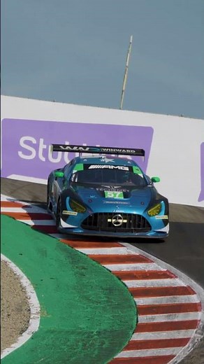 Phillip Ellis working with gravity as he navigates the corkscrew in the No. 57 Winward Racing AMG