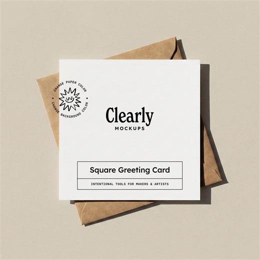 Square Card Mockup: Kraft Envelope, Simple Flatlay Invitation, Customizable Background, PSD & JPG (digital Download) - Etsy