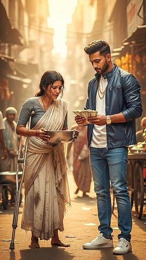 Rich Boy Helps Poor Girl in Street 💔 | Heart-Touching Scene | #shorts #AI --- 💞 Description : 🔥💞 A powerful AI-generated cinematic short film showing the kindness and humanity between two souls. 🌹💐 👧 In this emotional scene, a rich boy meets a poor girl in an old Indian street — their silent expressions tell a story of empathy, hope, and compassion. 🌿✨ 💔 This is not a real video — it’s an AI-created emotional short made to inspire love, respect, and humanity. 🎥 🌸 Every frame symbolize