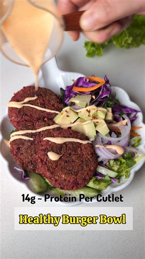 Healthy Burger Bowl with plant protein #healthyeating