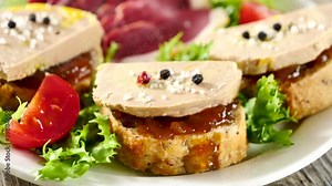 toast with foie gras and salad