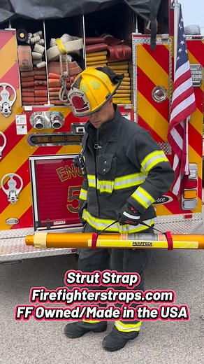 Tired of fumbling your struts? Carry them safely and efficiently with the strut strap from firefighterstraps.com. We are fire, fighter owned, and all of our products are proudly made in the USA! #instagram #instagood #firefighterstraps #firefighter #firedepartment #firefighterowned #madeinusa #viral #fyp | Firefighterstraps.com