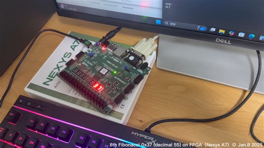 8th Fibonacci 0x37 (decimal 55) on FPGA（Nexys A7）◎ Jan.8 2025