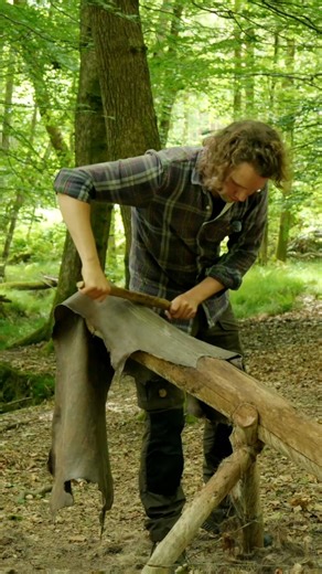 789K views · 5.9K reactions | Bark tanning deer hide 🪾🦌 full video on YouTube. This leather will be used to make clothes and equipment in preparation for my attempt to cross the Irish Sea in a Stone Age boat. This tanning process results in a more stable but less breathable/flexible leather than fat tanned and smoked buckskin. It is a lot more stable after getting wet and it is less susceptible to rot. The main advantage is that it is a lot less labour intensive than brain tanning and is much 