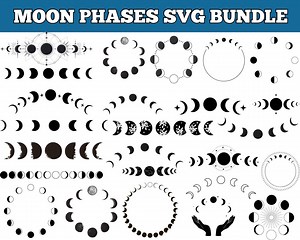 Moon Phase SVG Bundle: Lunar Cricut Silhouette Cut Files (digital Download) - Etsy