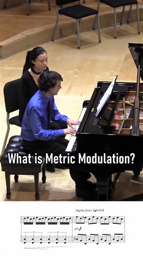 Ryan McGaughey on Instagram: "A quick explanation of metric modulation. Metric modulation is when a previous note value or note grouping becomes the main beat/pulse of the next section. Think of metric modulation as more of a tempo modulation. The piece used as the example is a piece written by myself called, Strange Friends. A minimalist style piano work."