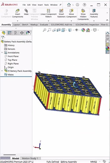 “EV Battery Pack Design in SolidWorks 🤯 #shorts #viralshorts #solidworks
