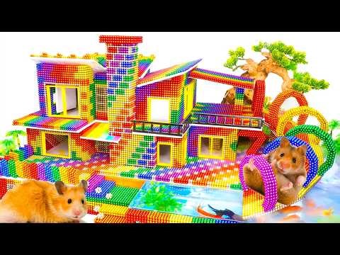 Satisfying Video - How to Build Two Story Mud Villa and Water Slide To Swimming Pool For Puppy