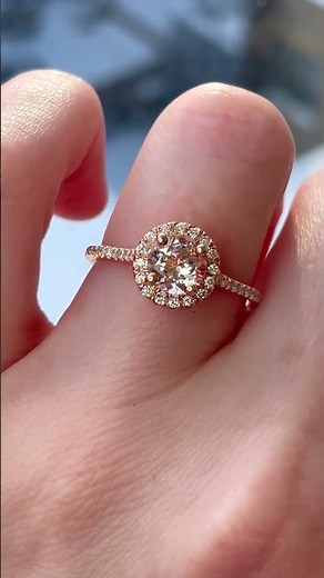 Morganite Engagement Ring | Rosados Box Kubian Morganite & Diamond Halo Engagement Ring