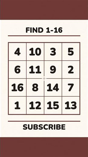 Find the Numbers in Order | Schulte Table