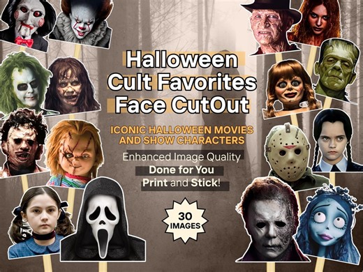 Halloween Horror Movie Character Face Cutouts | 30 Printable Masks (digital Download) - Etsy