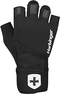 Harbinger Pro Wristwrap Gloves 2.0 for Weightlifting, Training, Fitness, and Gym Workouts with Wrist Support