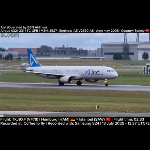 Ajet A321 Takeoff at Hamburg Airport to Istanbul | TC-GPB | 13 July 2025