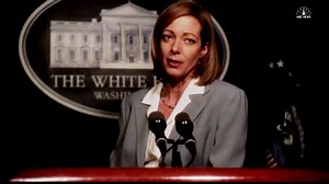 Allison Janney, who played press secretary C.J. Cregg on "The West Wing," made a surprise appearance at today's White House press briefing. Read more: http://nbcnews.to/1O1GYQD | NBC News