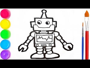 How to draw and color a robot for children and beginners