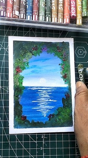 ✨Easy Sunset Seascape Drawing with Oil Pastels | Step-by-Step Tutorial